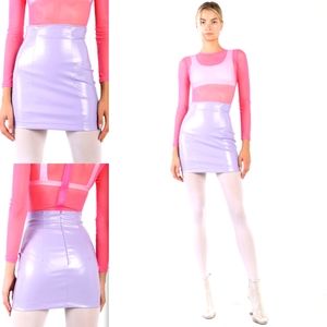 Lavender Faux Leather Mini Skirt